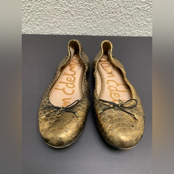 Sam Edelman Felicia ballet flats in gold snakeskin - Picture 2 of 5